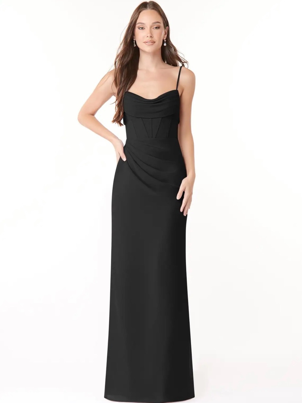 Azazie Black Spaghetti-Strap Maxi Dress
